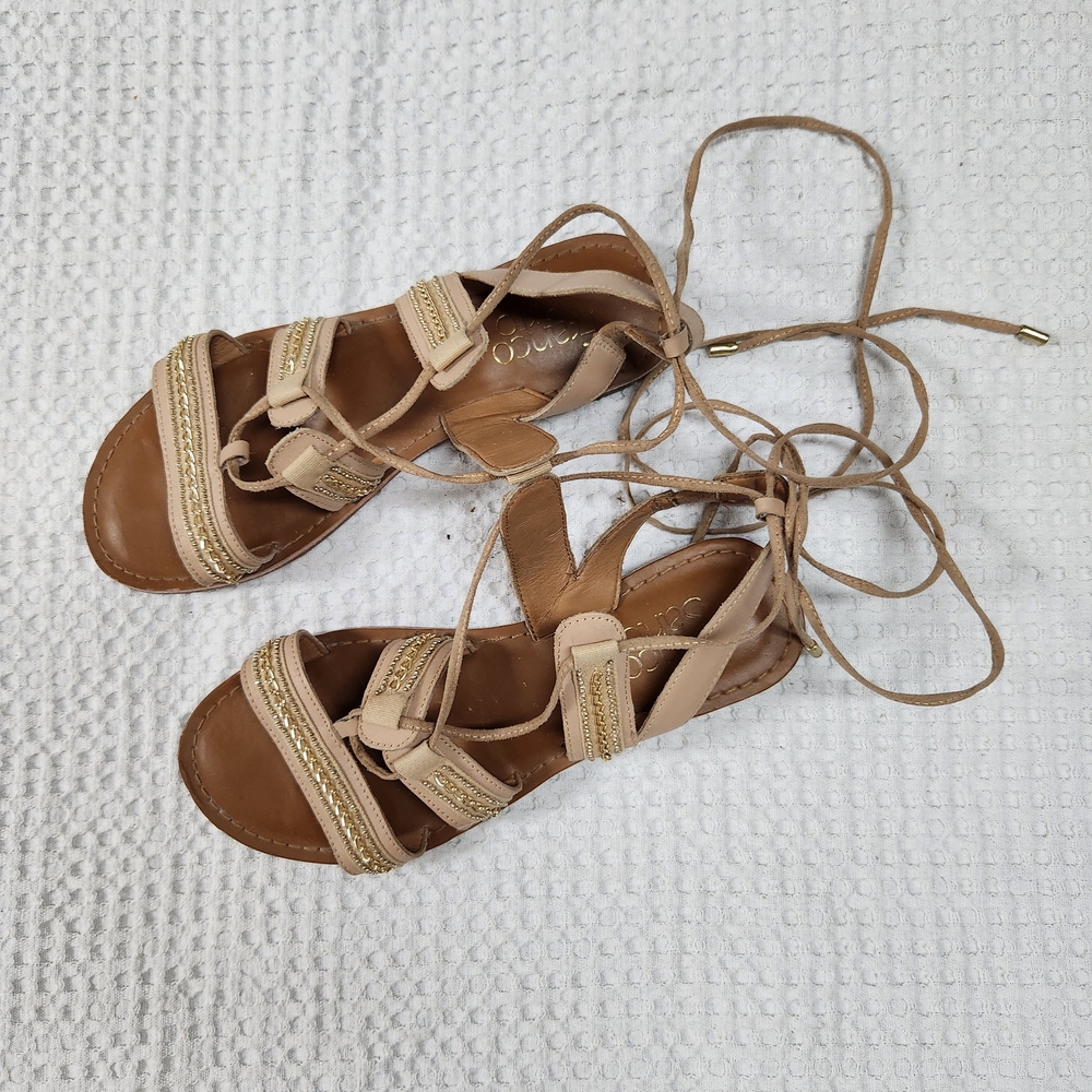 Elegant Tan Lace-Up Sandals